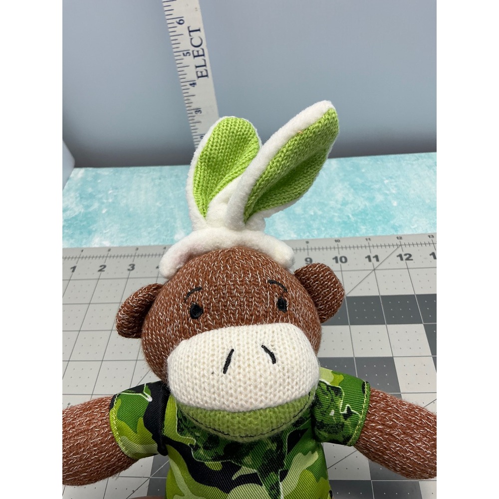 Cute Camo Monkey Plush Toy with Bunny Ears Easter Spring Stuffed Animal Gift‎ - Picture 5 of 5